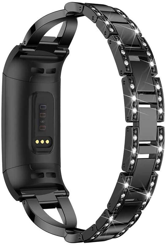 Fitbit Charge 3/4 diamanté black linked strap