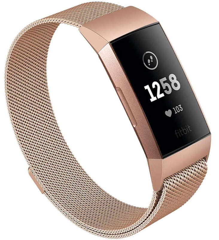 Fitbit charge 3/4 rose gold metallic strap