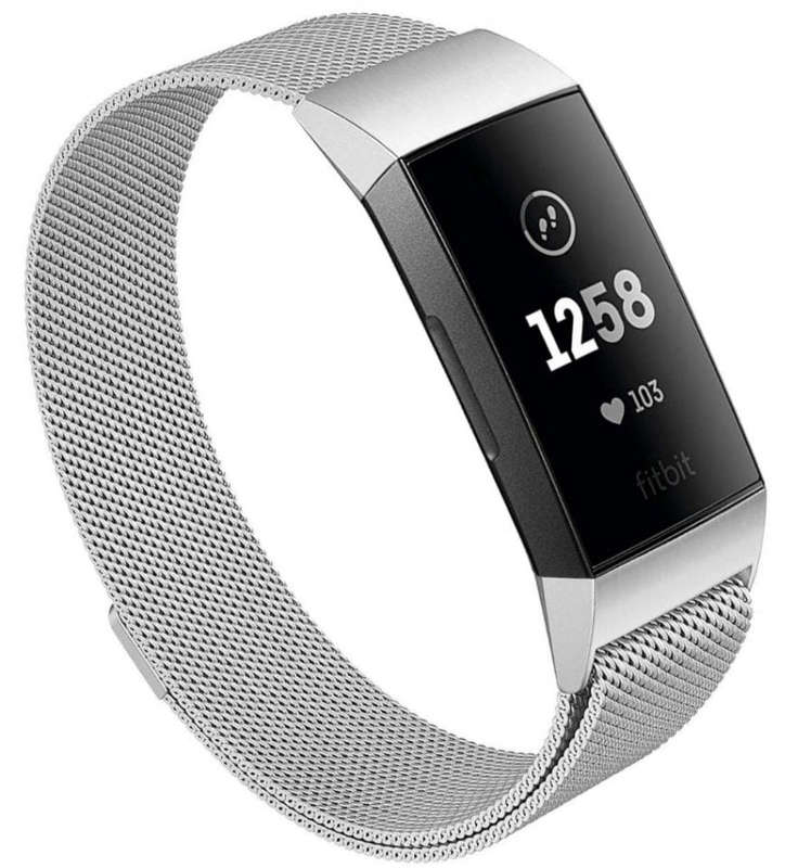 Fitbit charge 3/4 silver metallic strap