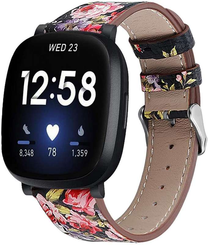 Fitbit Versa 3/Sense black floral strap