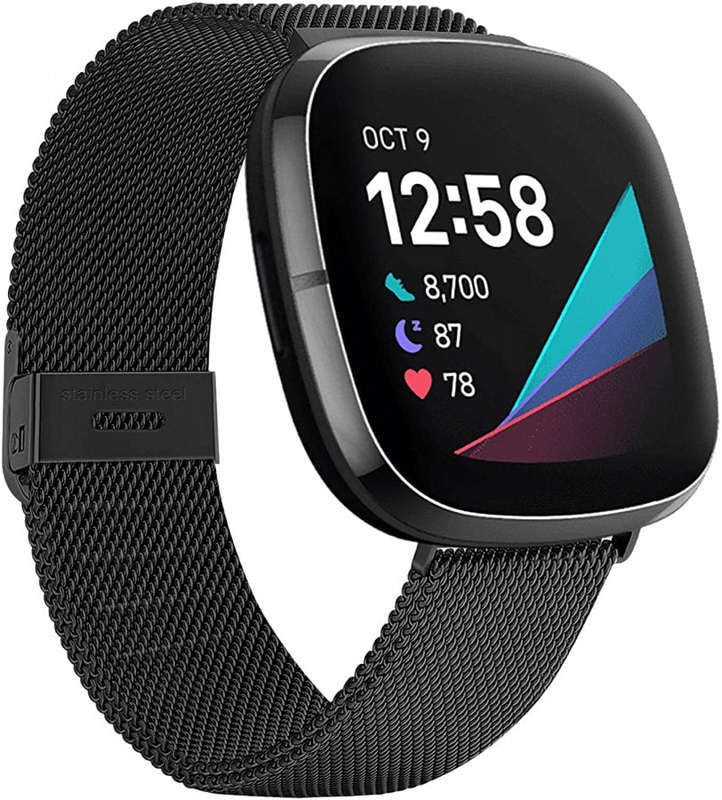 Fitbit Versa 3/Sense Metallic Strap with clasp - black