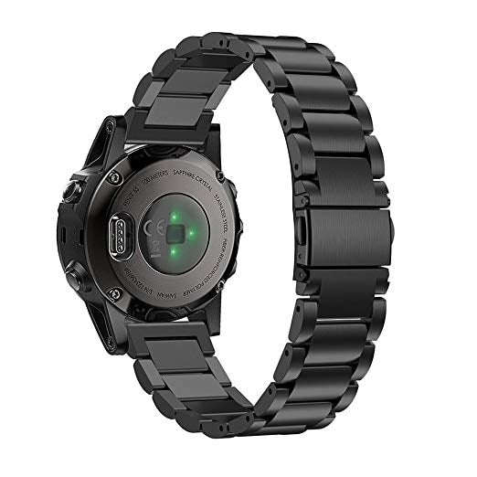 Garmin Fenix 5X black stainless steel link strap