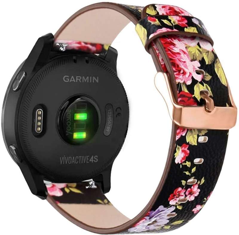 Garmin Vivoactive 4s black floral strap
