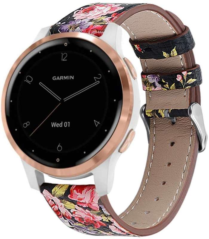 Garmin Vivoactive 4s black floral strap