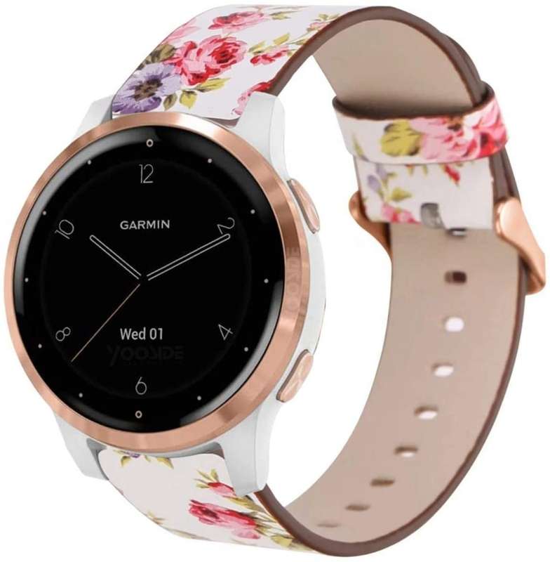Garmin Vivoactive 4s white floral strap
