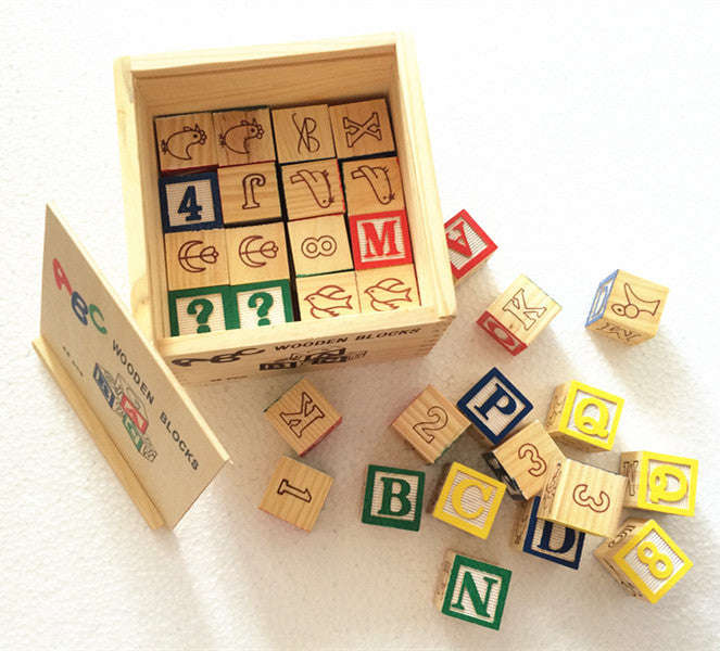48-Piece Educational Wooden ABC Blocks