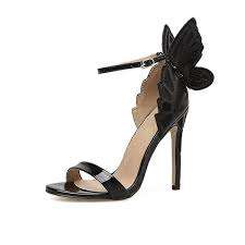 Butterfly Ladies Stiletto Sandals - (37) US 6.5 / Silver