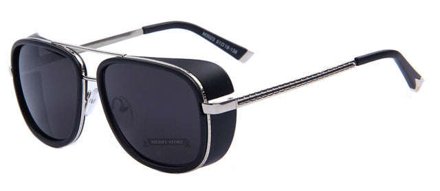 MERRY'S IRON MAN 3 Matsuda TONY Steampunk Sun glasses Men Mirrored Designer Br... - C02 Silver Black