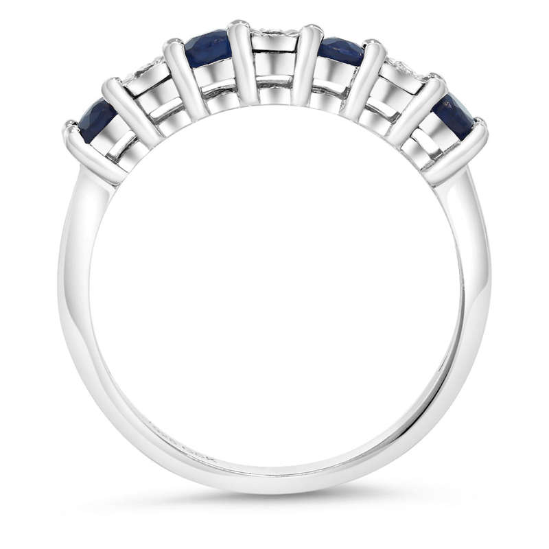 Diamond Ring  925 Sterling Silver 0.029 Cttw Round Sapphire & White Diamond Engagement... - 7 / Blue