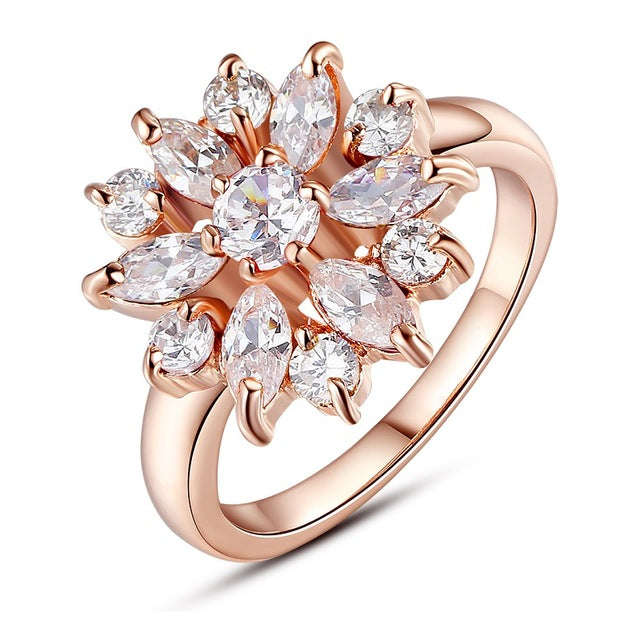 BAMOER 3 Colors  Rose Gold Color Finger Ring for Women with AAA Multicolor Cubic Zirco... - 7 / Gold