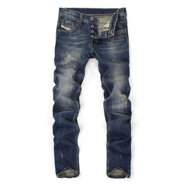 2018 Famous Dsel Brand Fashion Designer Jeans Men Straight Dark Blue Color Printed... - picture / 34