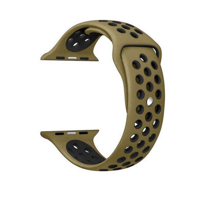 Silicone strap band for Nike apple watch series 4/3... - 32 Olive green black / for 42 44mm Watch ML