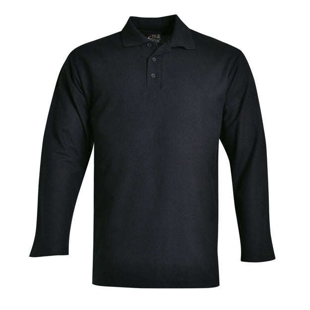 Long Sleeve Pique Knit Polo Golf Shirt - Mens