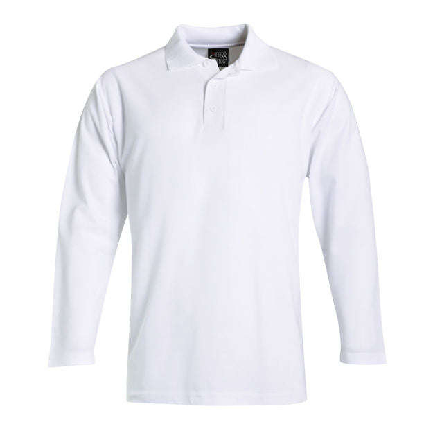 Long Sleeve Pique Knit Polo Golf Shirt - Mens