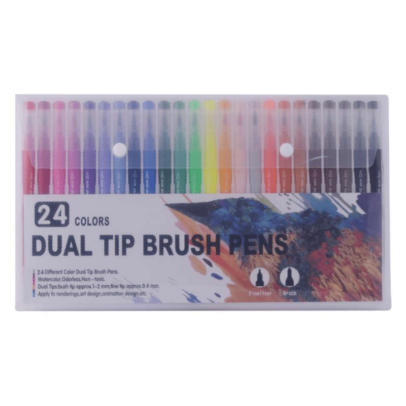 24-Piece Dual Tip Brush Pen Set