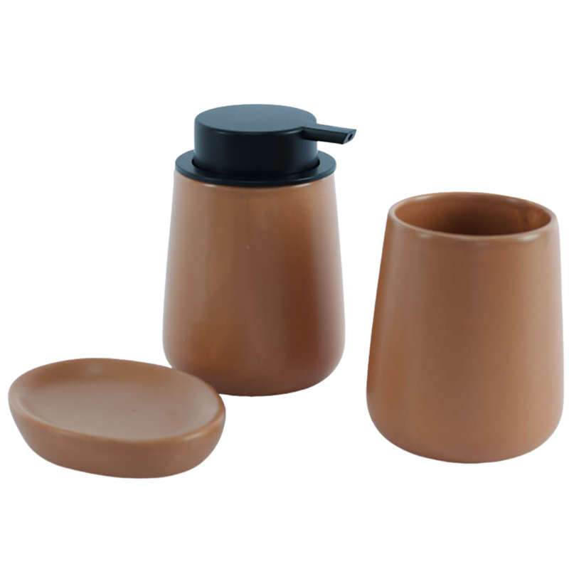 Ceramic Terracotta Bathroom Accessory Set - 3pc