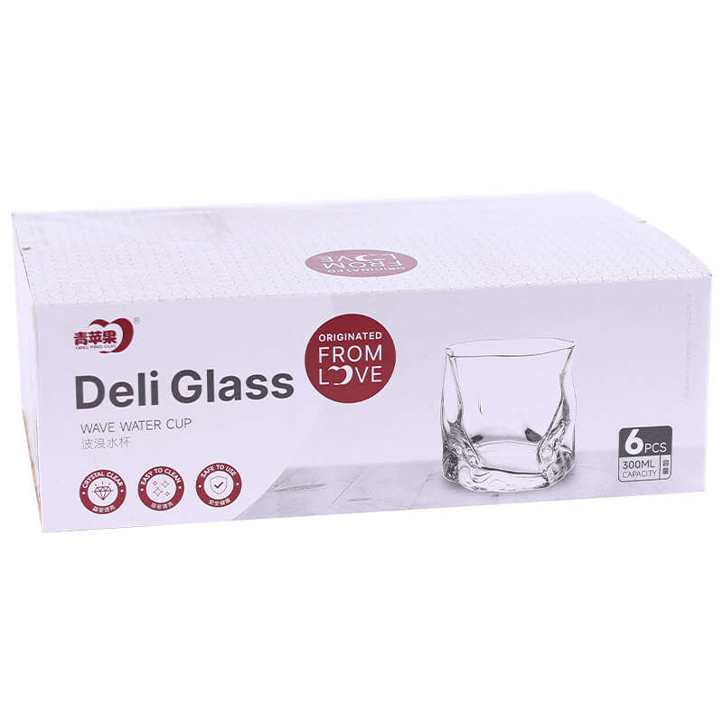 Wave Water Tumbler Glass 300ml - Set of 6