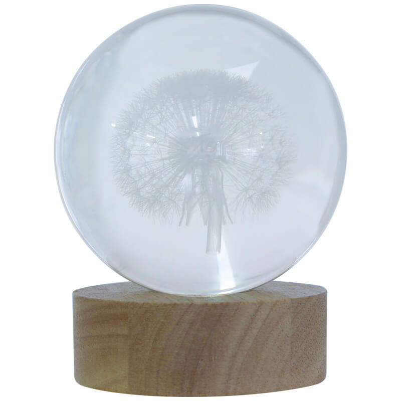LED Dandelion Decor Light on Wooden Stand