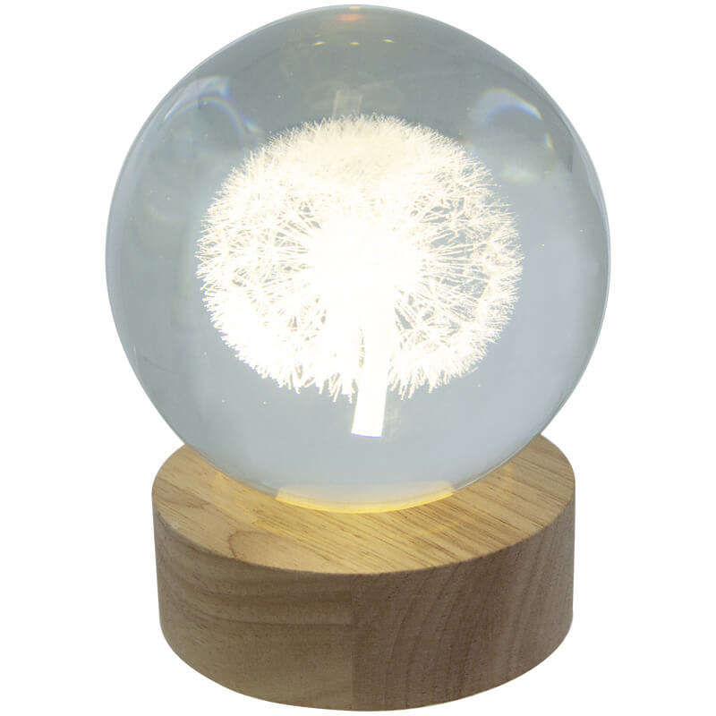 LED Dandelion Decor Light on Wooden Stand