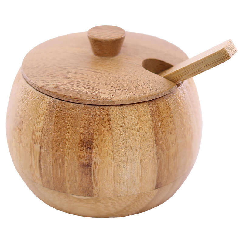 Bamboo Salt/Condiment Pot & Spoon
