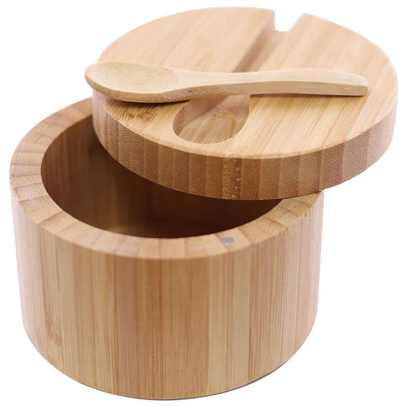 Bamboo Twist Salt/Condiment Cellar & Outer Spoon