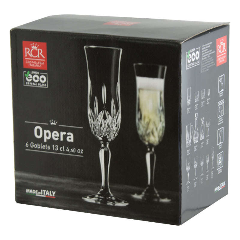 Luxion Crystal Opera Champagne Flute Glasses 130ml - Set of 6