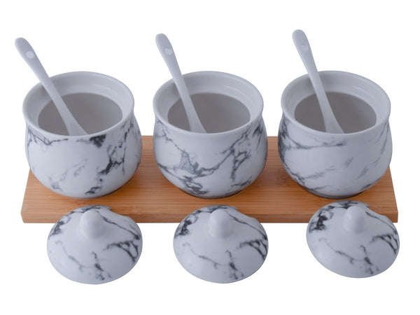Marble Bamboo Canisters Set