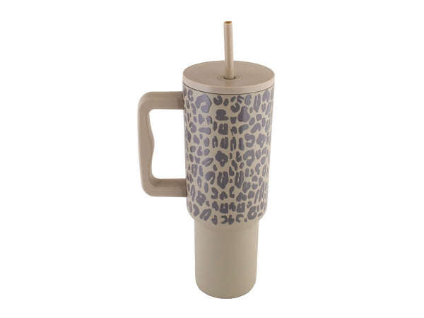 Leopard Print Stainless Steel Travel Mug - 1200ml