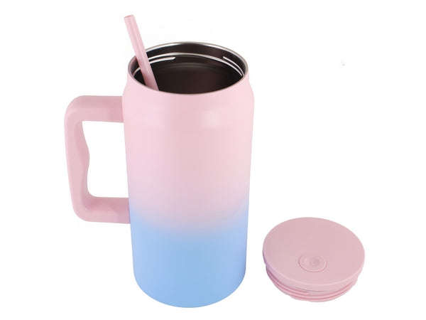 Thirst Quencher Stainless Steel Mug with Straw - 1500ml
