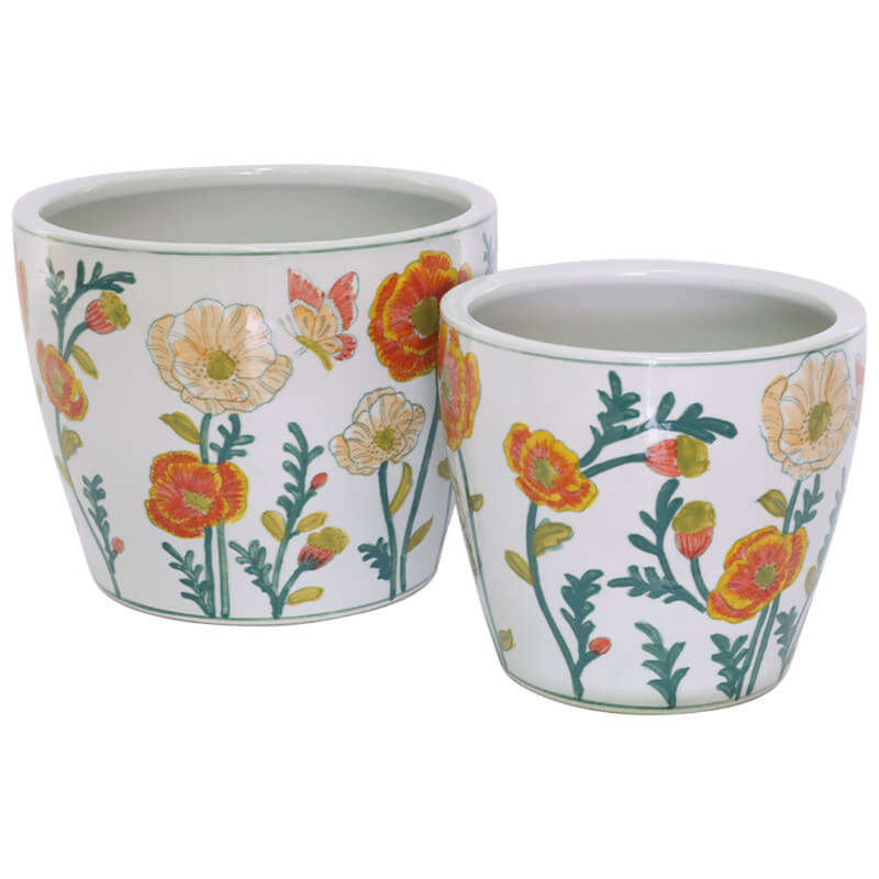 Poppy Butterfly Planter Pots - Set of 2