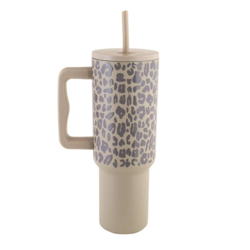 Leopard Print Stainless Steel Travel Mug - 1200ml