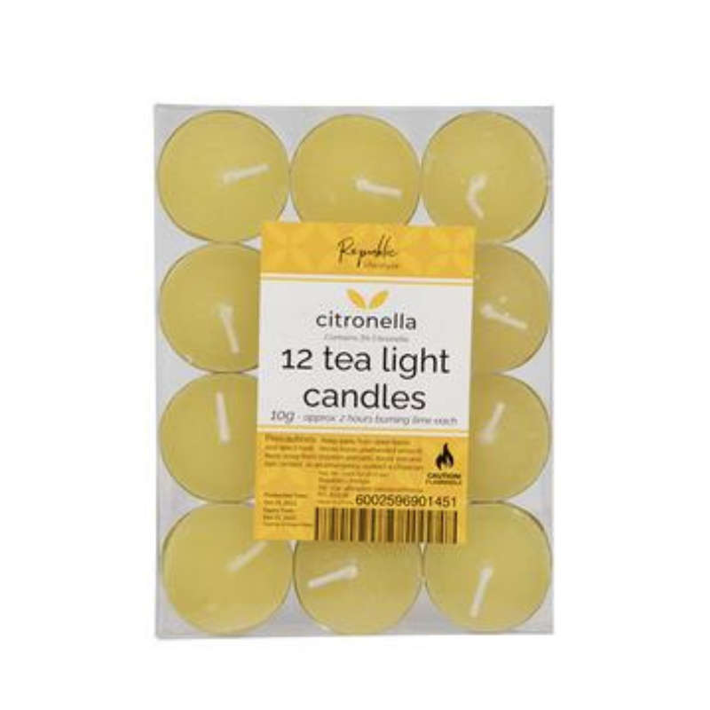 Citronella Tea Light Candles - Pack 12 x 10g