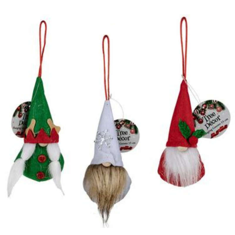 Xmas Tree Decor Hanging Gnome - 15cm