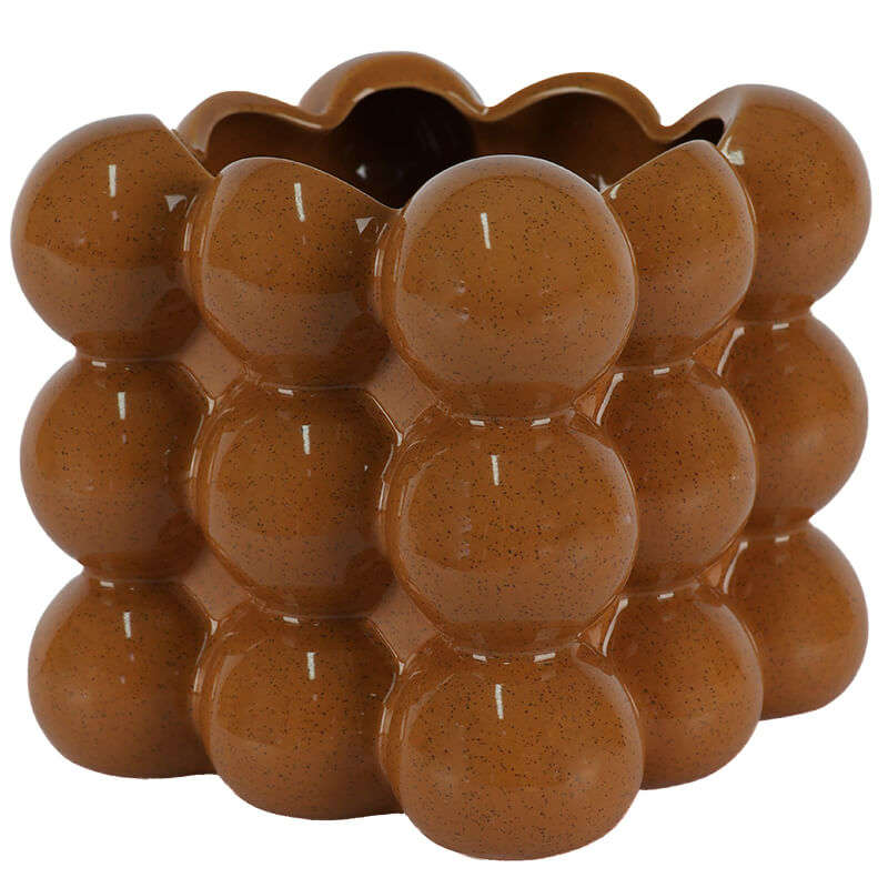 Glazed Ceramic Square Bubble Vase - 13cm
