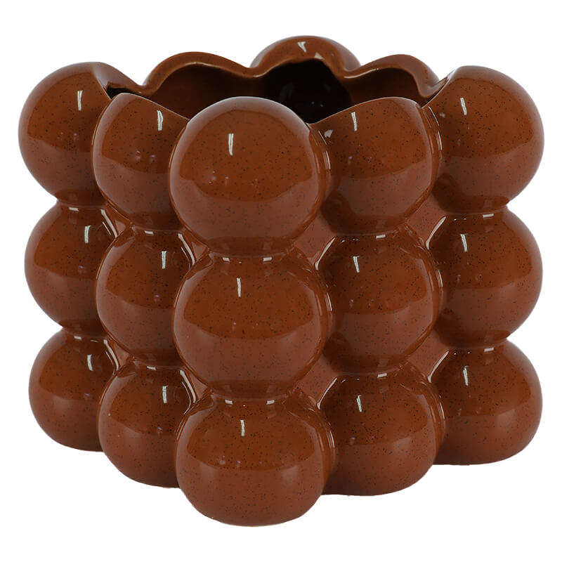 Glazed Ceramic Square Bubble Vase - 13cm