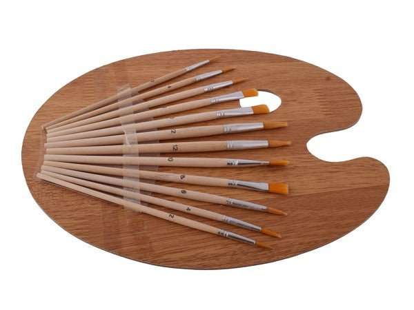 Artist Paint Brushes & Pallet Set 12pc