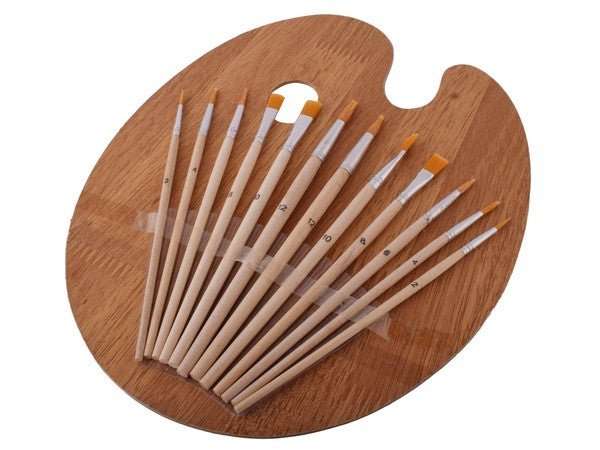 Artist Paint Brushes & Pallet Set 12pc