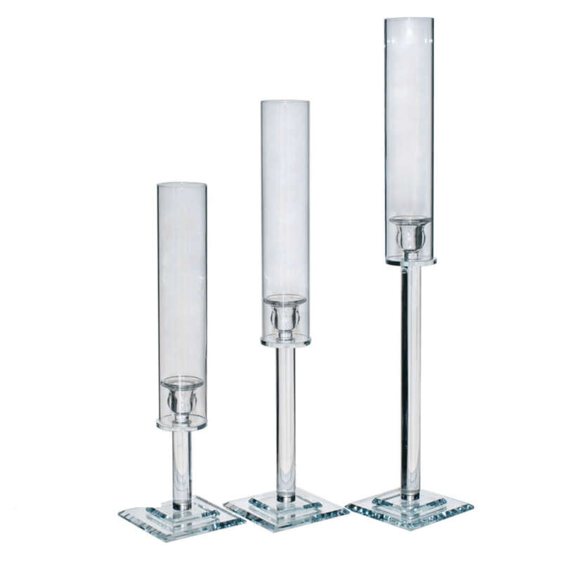 Bruce Glass Tall Candle Holders - Set of 3