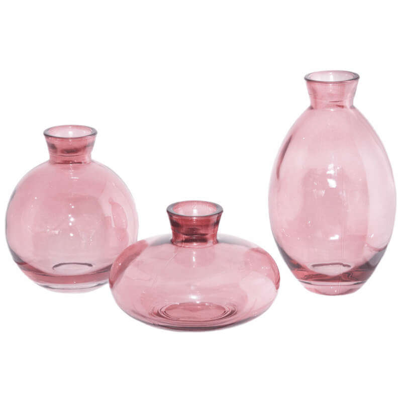 Bud Glass Coloured Mini Vases - 3pc Set