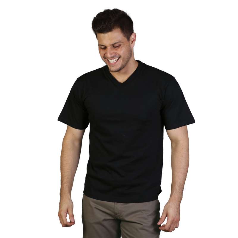 Combed Cotton V-Neck T-Shirt - Mens