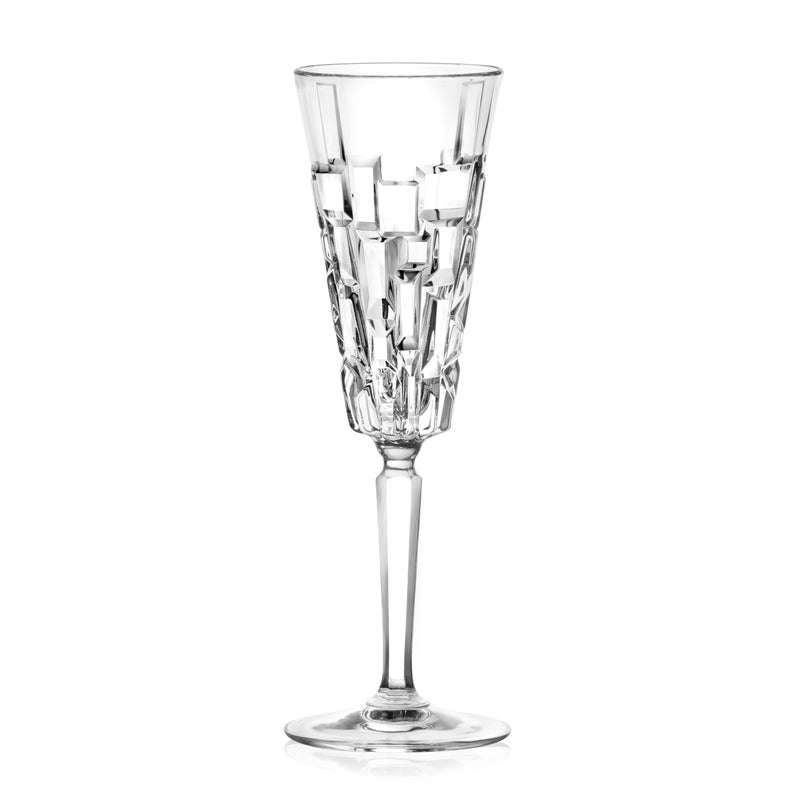 Etna Champagne Flute Crystal Glasses - Set of 6