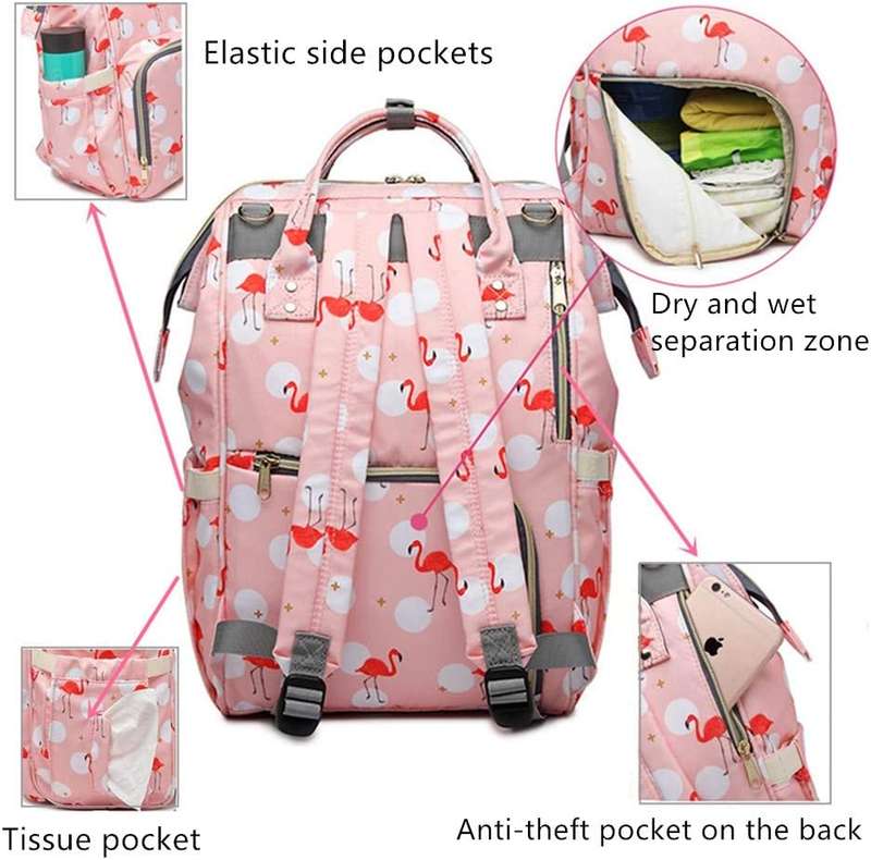 Flamingo Baby Diaper Backpack Bag