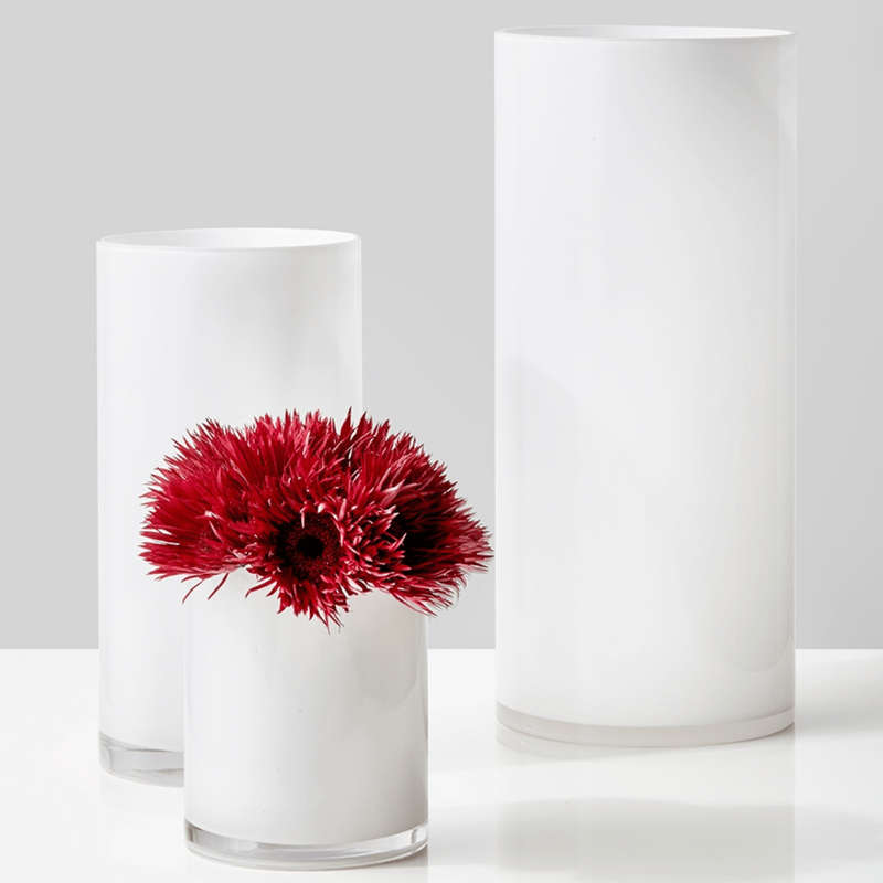 Glass Cylinder Vase - White