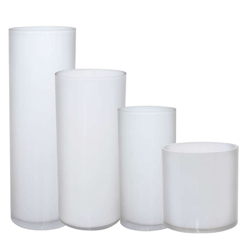 Glass Cylinder Vase - White
