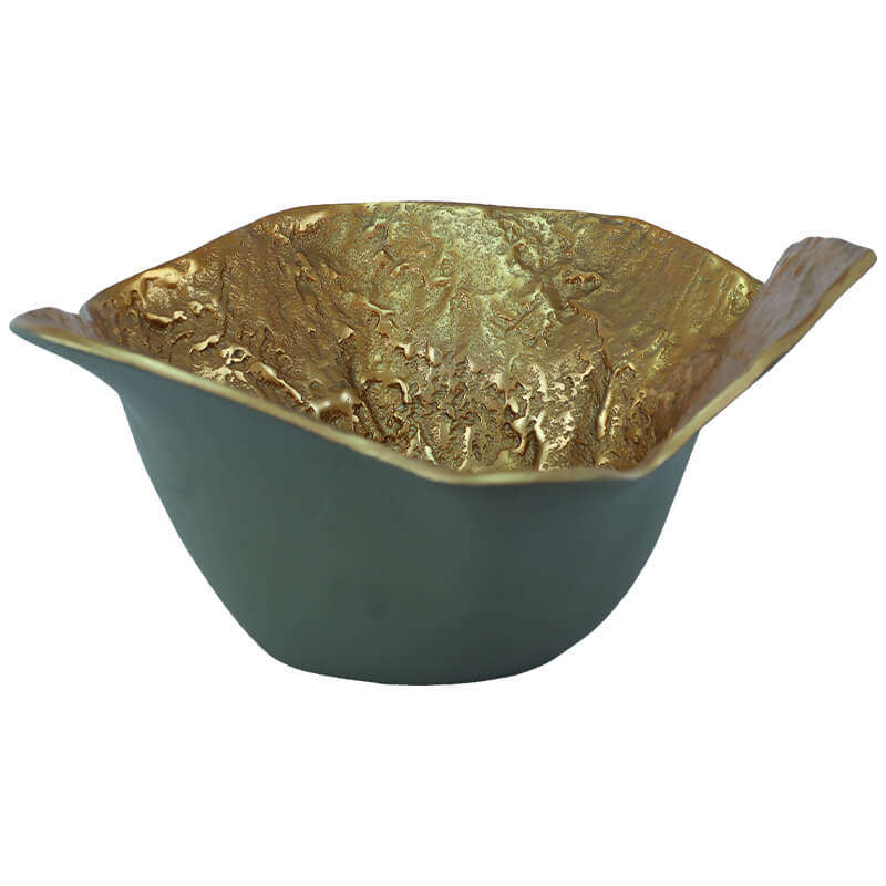 Green & Gold Metal Decor Bowl