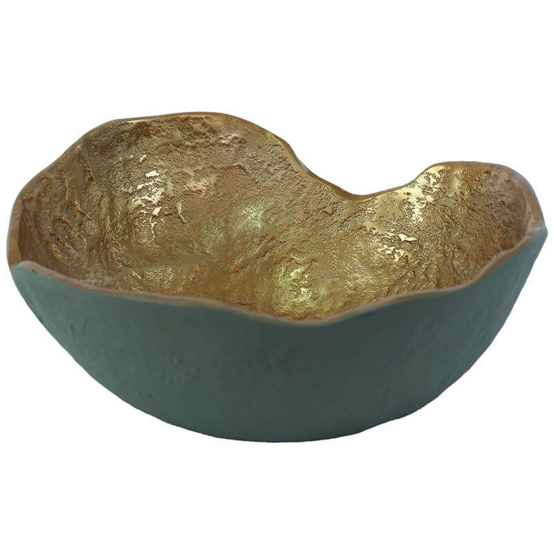 Green & Gold Metal Decor Bowl