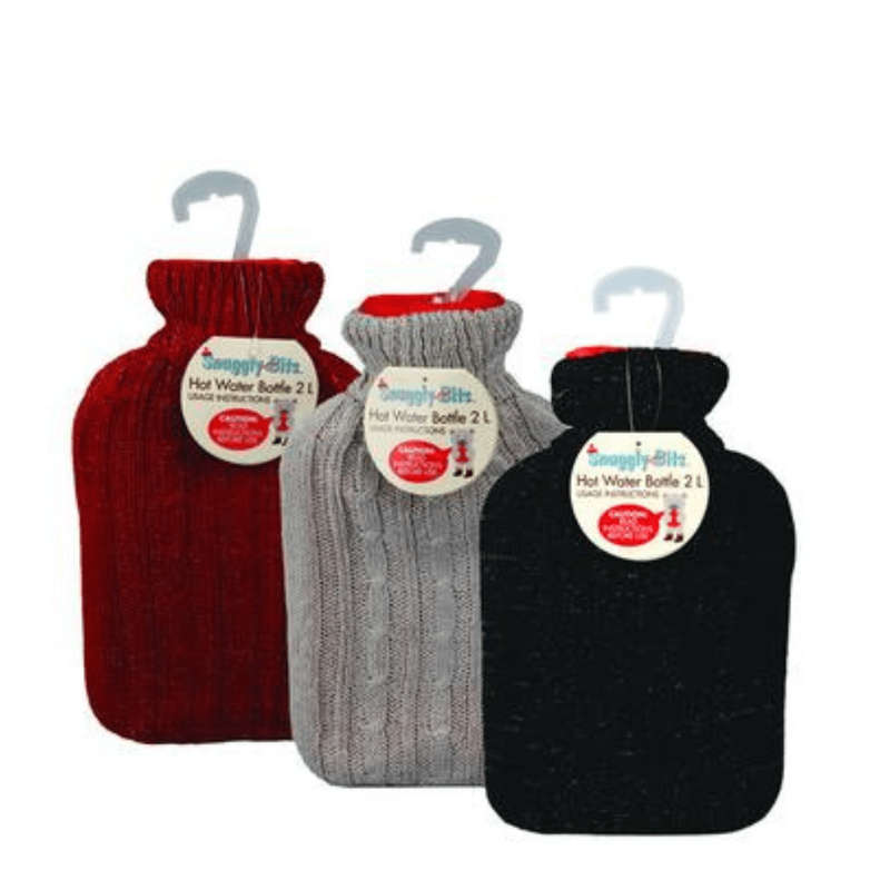 Hot Water Bottle with Knitted Cover - 2L