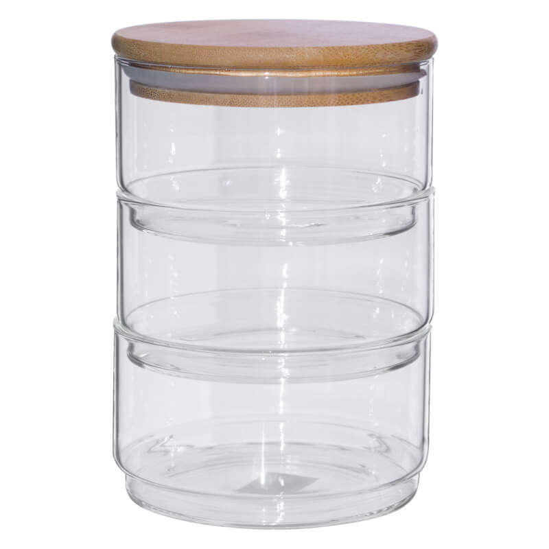 Jeanine Glass Stackable Jars 400ml - Set of 3