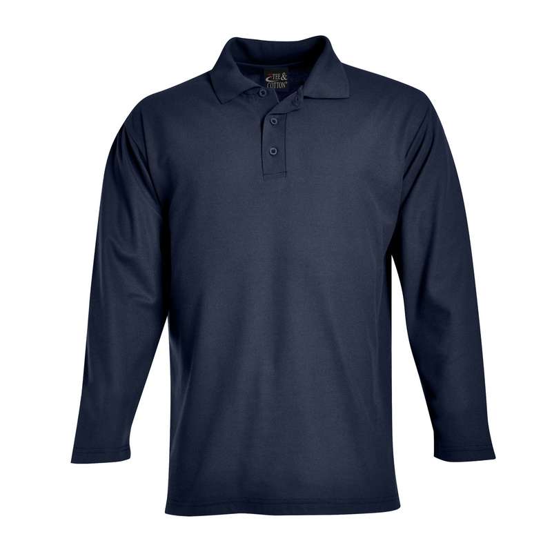 Long Sleeve Pique Knit Polo Golf Shirt - Mens