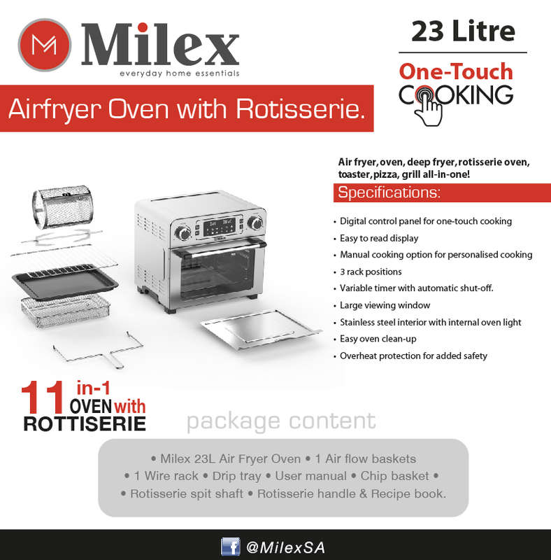 Milex Air Fryer Oven with Rotisserie 23L